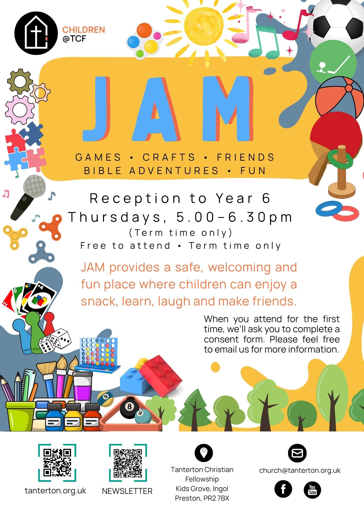 Games • Crafts • Bible Adventures • Friends • Fun Reception to Yr 6 Thursday at 5pm till 6.30pm (term time only)